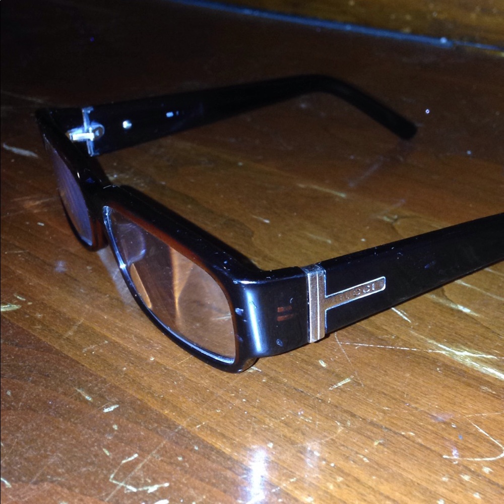 Gucci Eyeglass Frames Dark Brown Gold Logo